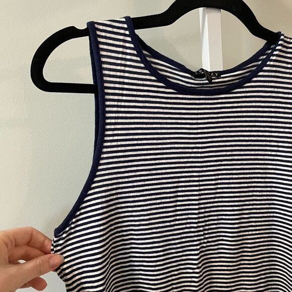 Theory Navy Striped Casual Tank - Picture 2 of 5